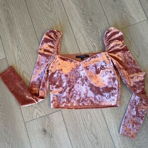 Pink velvet princess crop top